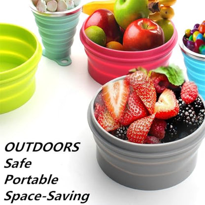 IYYI ME.FAM Silicone Collapsible Bowl with Lid - 800ML Folding Travel Bowl for Camping, Hiking - Heat Resistant - color: Gray