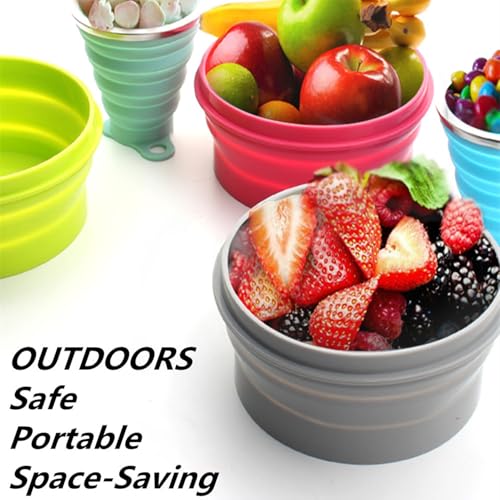 IYYI Silicone Collapsible Bowl with Lid 800ML Folding Travel Bowl for Camping, Hiking, Heat Resistant ME.FAM Expandable Bowl (Gray) - color: Gray