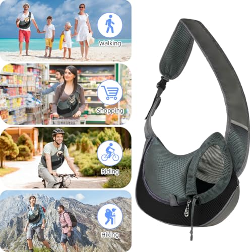 Dog Sling Carrier, Mesh Breathable Puppy Sling with Soft Adjustable Widen Padded Strap, Hand-Free Dog Purse Carriers for Small Dogs Cats, Pet Carrier Backpack for Travel Outdoor, Black - color: Single Bag-Black-Large