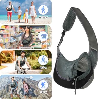 Dog Sling Carrier, Mesh Breathable Puppy Sling with Soft Adjustable Widen Padded Strap, Hand-Free Dog Purse Carriers for Small Dogs Cats, Pet Carrier Backpack for Travel Outdoor, Black - color: Single Bag-Black-Large
