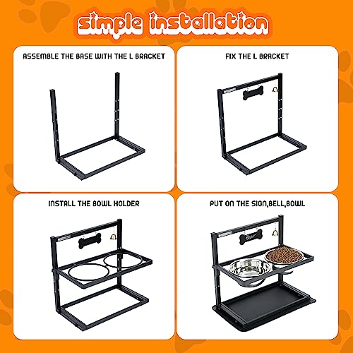 SHAINFUN Elevated/Raised Dog Bowls Stand Adjusable Height with Two 1.7L Stainless Steel Food Bowls and Spill Proof Mat, for Large and Medium Dogs. - size: large dogs