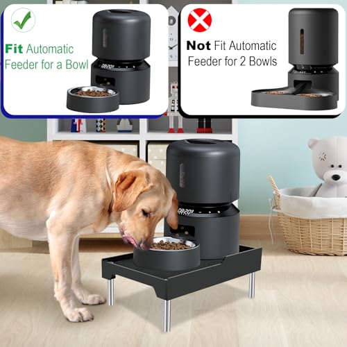 Beautyflier Raised Dog Feeder Stand Elevated Holder for Automatic Cat & Dog Feeders Pet Water Bowl Dispenser Stand Adjustable Fits Small Jugs Holds 5KG, Black (Holder ONLY) - color: Black