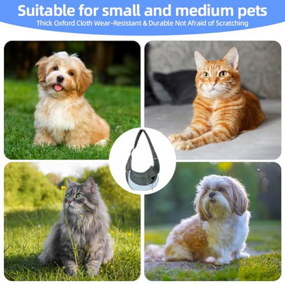 Dog Sling Carrier, Mesh Breathable Puppy Sling with Soft Adjustable Widen Padded Strap, Hand-Free Dog Purse Carriers for Small Dogs Cats, Pet Carrier Backpack for Travel Outdoor, Blue - color: Single Bag-Sky Blue-Large