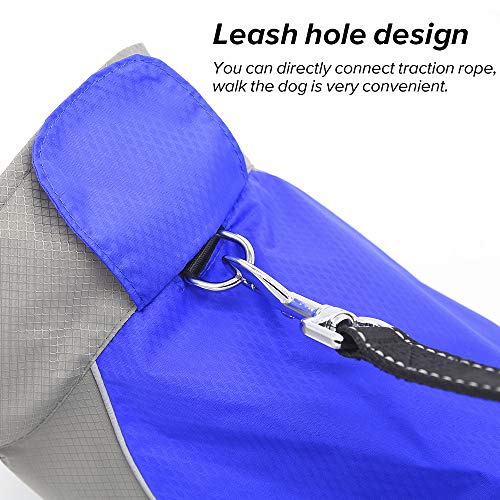 Vizpet Dog Raincoat Waterproof Coats,Dog Jacket High Visibility Warm Vest Dog Clothes for Small Medium Large Dogs (Blue-XL) - size: Blue-XL