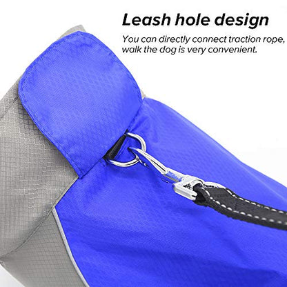 Vizpet Dog Raincoat Waterproof Coats,Dog Jacket High Visibility Warm Vest Dog Clothes for Small Medium Large Dogs (Blue-XL) - size: Blue-XL