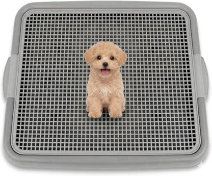 UPIT Puppy Potty Tray with Mesh – Dog Pee Pad Holder for Small Dogs & Puppies, Indoor Dog Potty Training Toilet, Plastic Leak-Proof Dog Potty Tray (Small - 20 x 16 in)