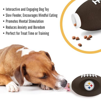 NFL Pittsburgh Steelers Football Treat Dispensing Toy for Dogs and Cats, Rubber Ball Pet Toy, Interactive Fun Doggie Treat Toy, Natural Rubber Feeding Toy - color: Pittsburgh Steelers