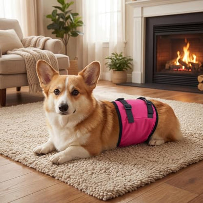 DENTRUN Male Dog Wrap - Machine Washable Post-Surgery Recovery & Heat Cycle Diaper, Prevents Licking, Mounting, Adjustable Belly Band, Marking Prevention Band, Leak-Proof Edges, Fast Drying - color: Pink, size: L