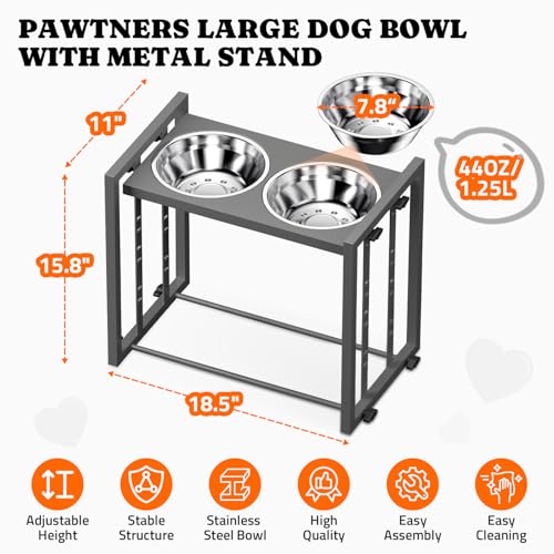Elevated Dog Bowls for Medium Breed: 4 Height Adjustable Raised Dog Bowl Feeder Station with 2 Stainless Steel Bowls, Grey - color: Grey