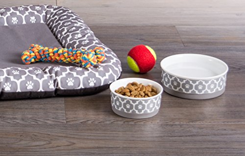 Bone Dry Lattice Collection Pet Bowl & Canister, Single Dish, Small 4.25x2", Gray - color: Gray, size: Small Single Dish, 4.25x2"