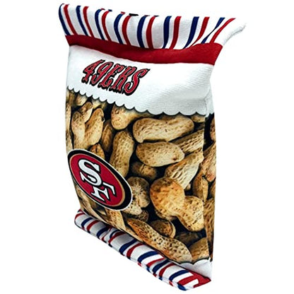 NFL SAN Francisco 49ERS Crinkle FINE Plush Dog & CAT Squeak Toy - Cutest Stadium Peanuts Snack Plush Toy for Dogs & Cats with Inner Squeaker & Beautiful Baseball Team Name/Logo - color: San Francisco 49ers, style: STADIUM PEANUTS SNACK
