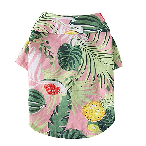Tangpan Summer Pet Daisy Hawaiian Beach Plaid Print Shirts Clothes for Dog S07 Pink S - color: Z Pink, size: Small