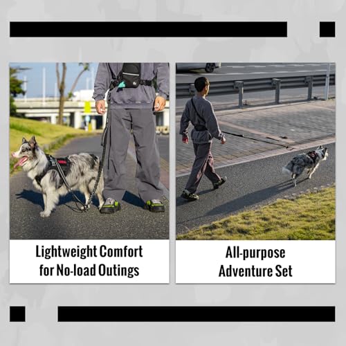 OneTigris Hands Free Dog Leash, Waist Leash for Dog Walking with Detachable Chest Bag, Thickened Mesh Lumbar Support and Durable Bungee Straps, Running leashs for Medium Large Dogs