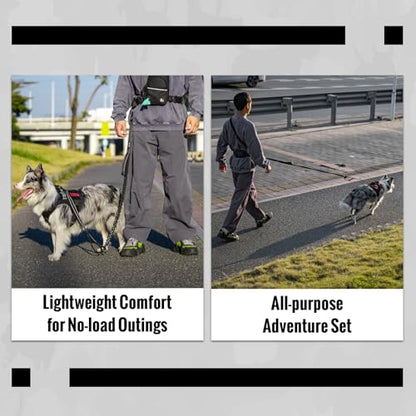 OneTigris Hands Free Dog Leash, Waist Leash for Dog Walking with Detachable Chest Bag, Thickened Mesh Lumbar Support and Durable Bungee Straps, Running leashs for Medium Large Dogs