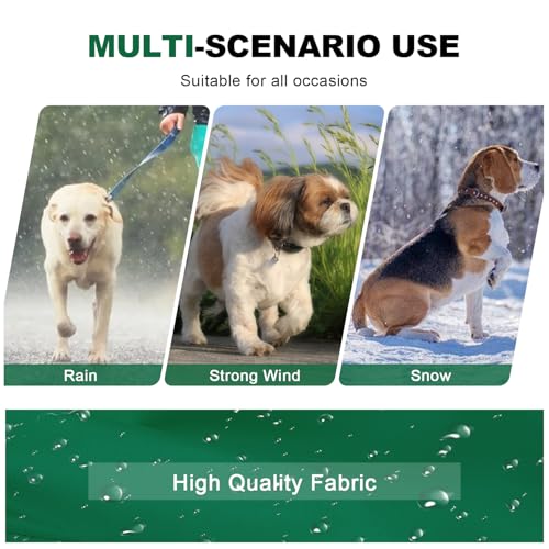 PINA Lightweight Dog Jacket with Hood and Leash Hole, Waterproof Dog Raincoat, Full Wrap Design with Reflective Strap and Pocket for Wet Weather Protection - color: Green, size: XXL(chest:23.6in)