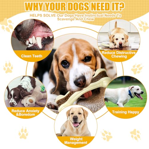 Sosation 10 Pcs Dog Chew Toys for Aggressive Chewers Nylon Beef Flavor Dog Bones Tough Puppy Teething Toys Puppy Chew Bones for Large/Medium/Small Breed Dogs Puppies (6.3 x 2.17 Inch) - size: 6.3 x 2.17 Inch