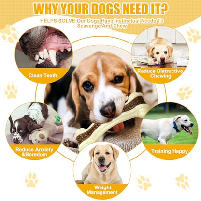 Sosation 10 Pcs Dog Chew Toys for Aggressive Chewers Nylon Beef Flavor Dog Bones Tough Puppy Teething Toys Puppy Chew Bones for Large/Medium/Small Breed Dogs Puppies (6.3 x 2.17 Inch) - size: 6.3 x 2.17 Inch