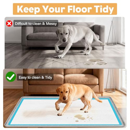 57" x40" Pee Pad Holder for Dogs Puppy Pad Holder Extra Large Silicone Pee Tray for Dog Training Floor Protection Raised Edge Dog Potty Tray, No Pee Pads(Light Grey) - color: 57" X40"light Grey