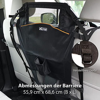 Kurgo Backseat Barrier for Dogs - Prevents Distracted Driving - Mesh Top for Visibility - Fits Cars with Fixed or Removable Headrests - Low Profile Design - Easy to Install & Remove