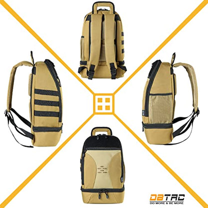 DBTAC Tactical Pet Backpack for Small Dogs & Cats - Compact Travel Bag with Insulated Pocket & 1x Detachable Food Container Included | Outdoor Hiking, Road Trip, Airplane Approved (Brown) - color: Brown