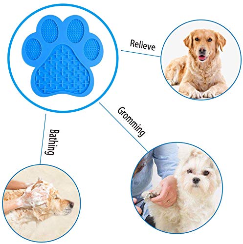 Licking Mat for Dog Anxiety - Peanut Butter Slow Feeder Bowl, Pad With Strong Suction to Wall for Pet Bathing, Grooming, and Training (Blue) - color: Blue