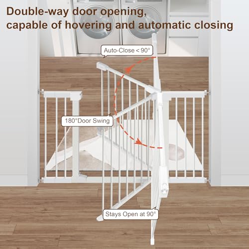 Baby Gate for Stairs,29.5"-48.4" Pressure-Mounted No Drilling Pet Gates for Doorways & Hallways,Auto Dog Close Gate with Walk Thru Door,No-Trip Design, Metal Design for Kids and Pets - size: 29.5-48.4"W x 30.7"H