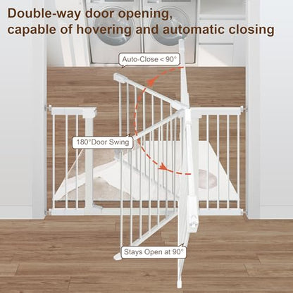 Baby Gate for Stairs,29.5"-48.4" Pressure-Mounted No Drilling Pet Gates for Doorways & Hallways,Auto Dog Close Gate with Walk Thru Door,No-Trip Design, Metal Design for Kids and Pets - size: 29.5-48.4"W x 30.7"H