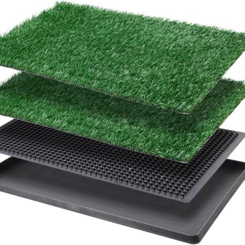LITA Dog Grass Pad with Tray - Dog Litter Box with 2 Artificial Grass Pads - Potty Tray for Balcony Apartment Indoor Outdoor Use - 20x30 INCH - size: 20*30 INCH