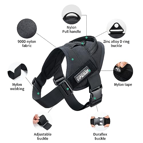 Excellent Elite SPANKERTactical Dog Vest Training Military Patrol Service Dog Harness Adjustable Nylon Dog Harness with Handle(Black-S) - color: Black, size: S