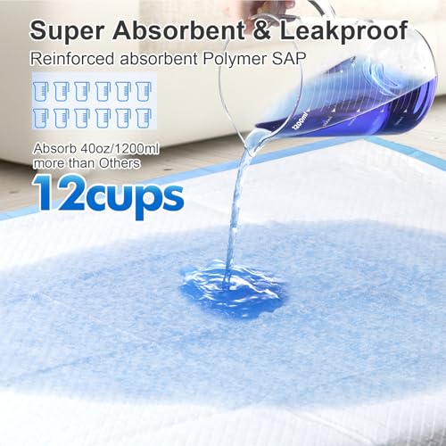 Upgraded 4XL 36"x36" 6 Layers Dog Pee Pads, Ultra Absorbent Pee Pads, Absorb up to 12 Cups, Leak-Proof & Quick Dry Puppy Pads for Puppy,Surgery, Older,Cats, Rabbits,30 Counts - size: 36"x36" Blue
