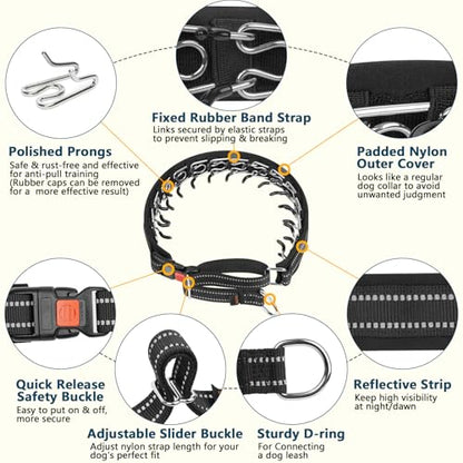 Crazy Felix No Pull Martingale Collar for Large Medium Small Dog Pitbull German Shepherd Doberman, Dog Collar Anti Pull with Buckle for Training Walking (Black, M-Neck 13-15", 1" Wide) - size: M-Neck 13-15", 1" Wide