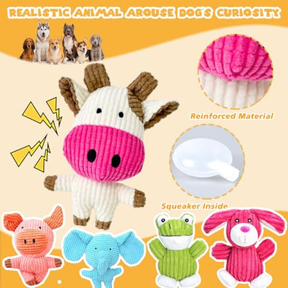 MRSOHRET 5 Pack Dog Toys Squeaky, Tough Stuffed Plush Puppy Chew Toys for Teething, Durable Plush Dog Toy for Large Medium Small Breed to Keep Them Busy - style: 5 pcs dog toys