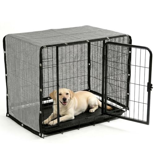 ShadeMart 90% UV Block Sun Shade Cloth for Dog Kennel Cover, 2' x 2' Grey Pet Playpen Sunshade with Grommets, Durable Mesh Tarp for Crate, Patio, Stable,Chicken Coop & Outdoor Privacy Screen. - color: Grey, size: 2' X 2' Custom Size