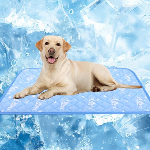 MH MYLUNE HOME Dog Cooling Mat 48x28 Inch - Double-Sided Cooling & Warm, Cool-Chill Cool Fiber, Endothermic Color Changing Pet Pad for Large Dogs, Foldable & Washable Summer Blanket - size: 48.0" Large x 28.0" W x 0.5" Th