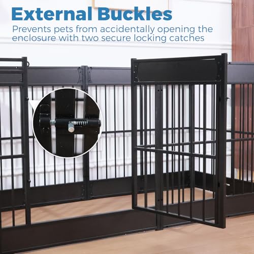Dog Playpen, 31.5" Height Dog Pen Indoor, Heavy Duty, Safe and Sturdy, Furniture Style Puppy Pen (12 Panels (31.5" High), Black) - color: Black, style: 12 Panels (31.5" High)