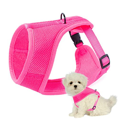 Mile High Life Step in Dog Harness for Small Dogs No Pull, Easy Get on Air Mesh Vest Harness, Adjustable Easy Closures Both Neck and Chest (Hot Pink, L Chest 21.6"-43.2") - color: Vest Harness Hot Pink, size: L Chest 21.6"-43.2"