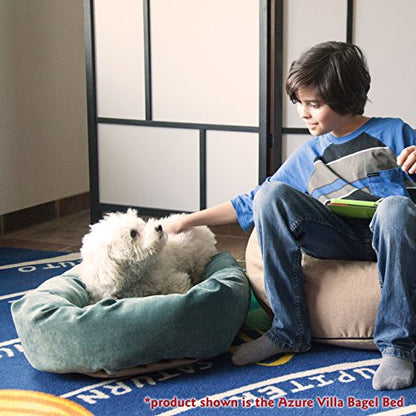 Majestic Pet 40 Inch Micro Velvet Calming Dog Bed Washable – Cozy Soft Round Dog Bed with Spine for Head Support - Fluffy Donut Puppy Mat 40x29x9 (inch) Large – Fern - color: Fern