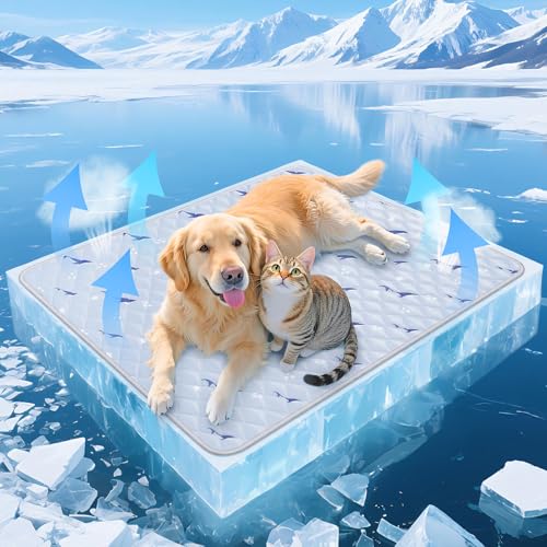 Dog Cooling Mat, Cooling Mat for Dogs, Breathable Dog Bed with Non-Slip Design, Portable & Washable Pet Pad for Indoor, Outdoor, Crate, Summer Cat Bed, Cool Pet Pad, Gel-Free, 39"x58" - size: 39"x58"(L)