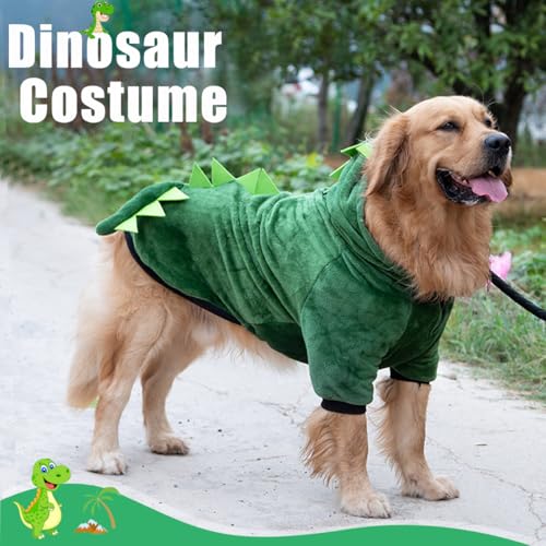 Idepet Large Dogs Halloween Dinosaur Costume Jacket Pet Dog Warm Fleece Winter Clothing Outfits Funny Apperal Golden Retriever Pitbull Clothes Hoodie (5XL) - size: 5XL