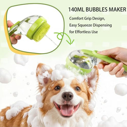 3 Pack Dog Bath Brush, Grooming Scrubber Shampoo Brush, Bubble Maker Paw Washer, Massage Brush for Short & Long Hair/Dog Owners