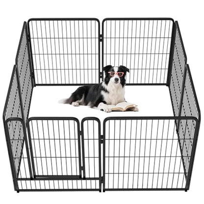 Vivicreate 8 Panels Dog Playpen Indoor Outdoor Metal Pet Fence Portable Foldable Dog Pen Puppy Exercise Pen for Small Medium Dogs Yard RV Camping