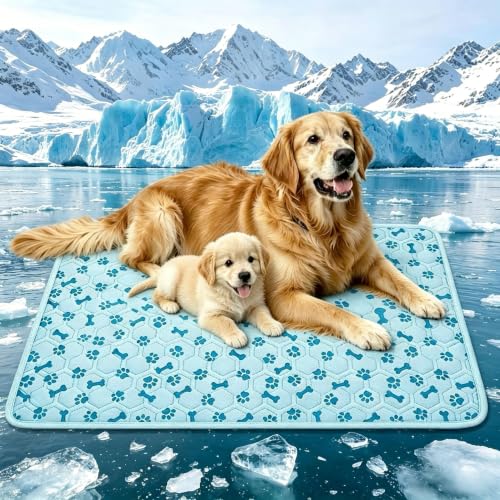 SHEJIZE Dog Cooling Mat Large, No-Water, Washable, Anti-Slip for Car | Instant cooling Q-Max>0.5 fabric. Use in car, crate, patio, or tent. Cools on contact, no water needed. - size: M(29*18inch)