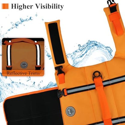 VIVAGLORY Rope Dog Leash + Dog Life Jacket, Neoprene Padded Handle Durable Strong for Small Medium Large Pets