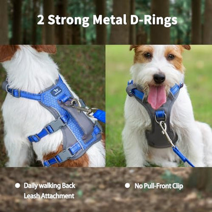 Huntboo Reflective Dog Harness with Handle, Escape Proof, No Slip, Breathable, Lightweight, Adjustable Lift Harness for Small, Medium, and Large Dogs Walking, Training, and Running Gear(Sea Blue,XS) - color: Sea Blue, size: X-Small(Pack of 1)