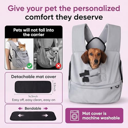 Dog Carrier Sling for Small Dogs 7–15 lbs, Hands-Free Front-Facing Pet Sling with Safety Leash, Support Mat & Adjustable Strap, Breathable Mesh, Machine Washable for Walking, Hiking, Travel (Grey)