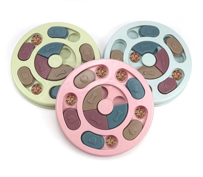 Dog Puzzle Toy, Interactive Feeder for Mental Stimulation - Slow Feeding Dispenser with Sliding Parts, IQ Training Enrichment Game for Small Medium Large Puppies Dogs Cats red