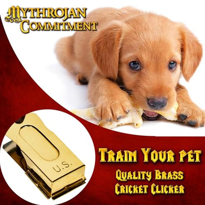 Mythrojan Brass and Steel Pet Training Clicker Puppy Dog Training Cricket Clicker U.S. Engraved Military Gear Metal Clicker (Clicker Pack of 2Pcs) - style: Clicker Pack of 2Pcs