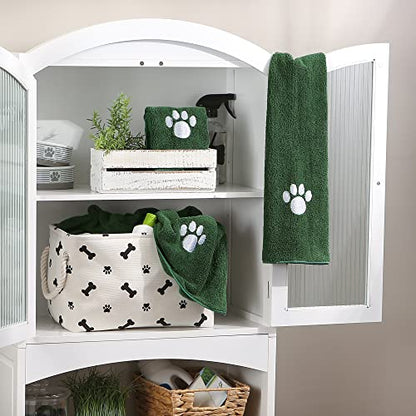 Bone Dry Pet Grooming, Embroidered Microfiber Towel Drying Collection, 15x30, Hunter Green - color: Hunter Green, size: 15x30"