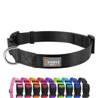 Dog Collar Black Basic Adjustable Dog Collars with Breathable Quick Release Nylon Pet Collar for Puppy Small Medium Large Dogs Boy - color: Black, size: Medium,Neck 14.5-20"(Pack of 1)