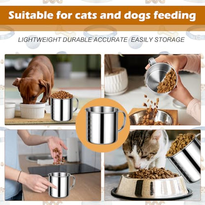 2 Pcs Dog Food Scoop 1.5 Cup,304 Stainless Steel Measuring Cups with Handle Pet Food Measuring Scoop for Dogs, Cats, Birds & Rabbits – Ideal for Dry Food & Treats (1.5 CUP) - size: 1.5 CUP